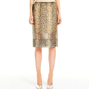 (L)🌼 She +Sky Python Snakeskin Suede High Waist Skirt🌼 14.5"×L25.5"